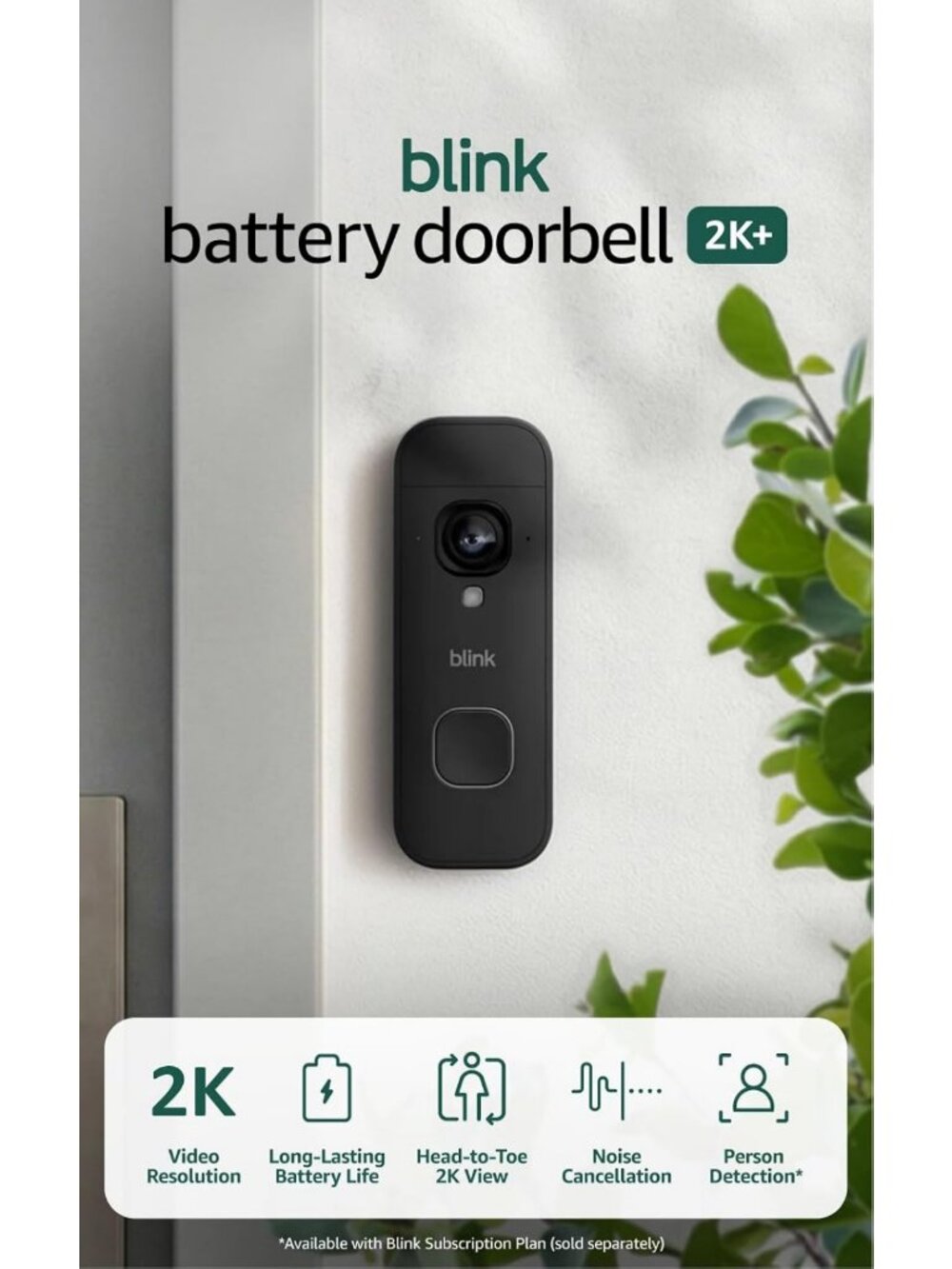 Wireless 2K Video Doorbell with Enhanced Audio & Sync Module - Smart Home